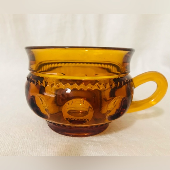 Colony Color Crown Amber Glass Flat Punch Tea Coffee Cup 2 1/2" VTG 2PC - Picture 4 of 6